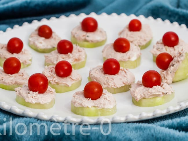 Concombre, mousse de thon