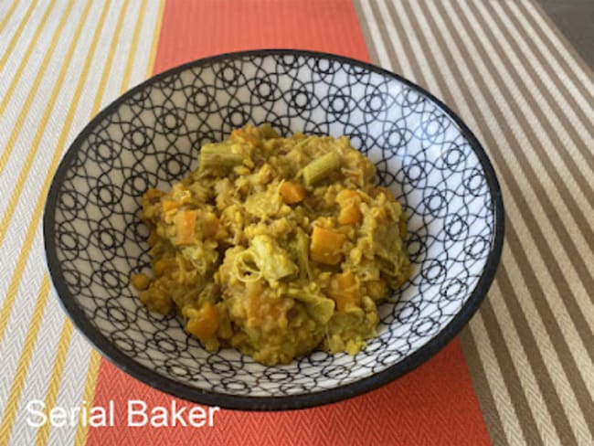 Dhal de lentilles corail à la rhubarbe