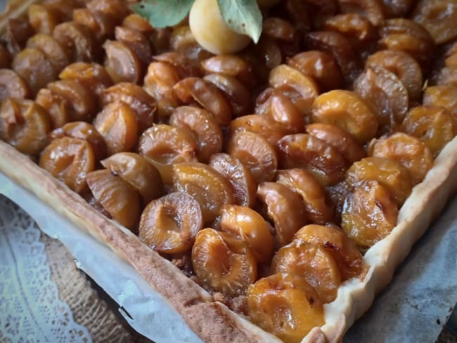 Tarte aux mirabelles et biscuits spéculoos