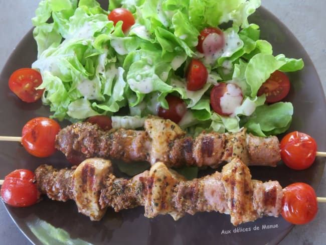 Brochettes de poulet chipolata et merguez