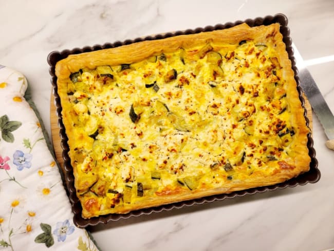 Quiche feuilletée courgettes thon feta