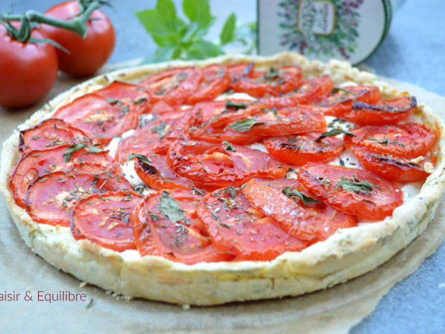 Tarte à la tomate, ricotta et thym