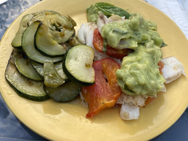 Ma recette de cabillaud, courgettes et guacamole revisité