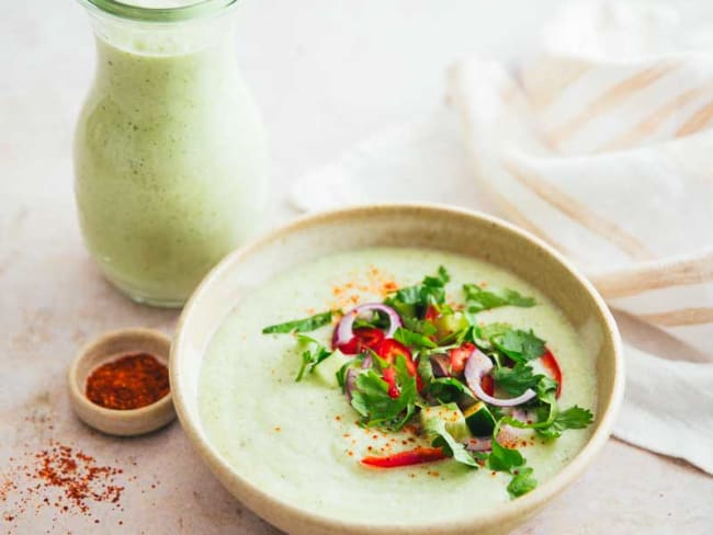 Gaspacho de concombre au lait de coco