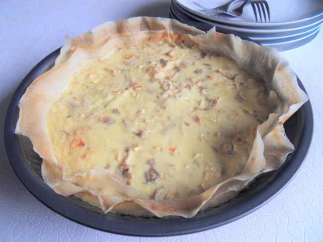 Tarte fonds de frigo brick poulet rôti et brie