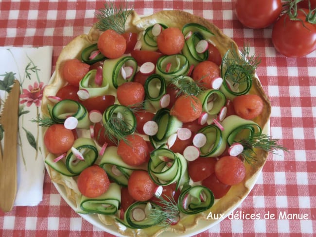 Tarte aux légumes crus et fromage St-Môret