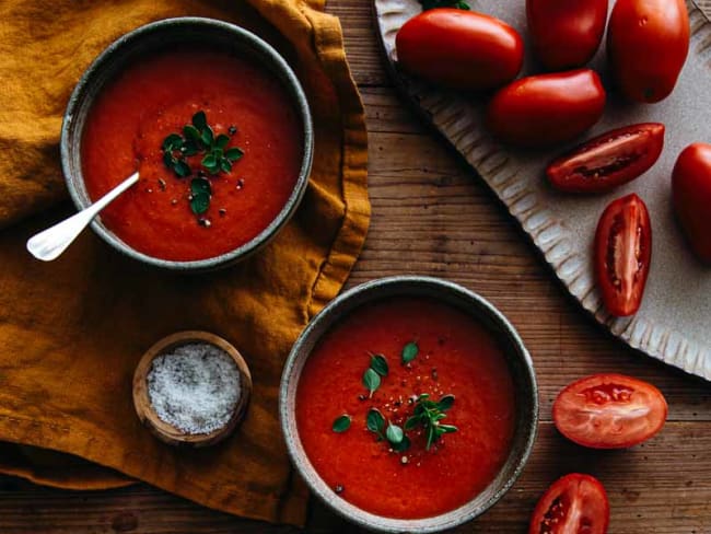 Soupe de tomates à déguster chaude ou froide