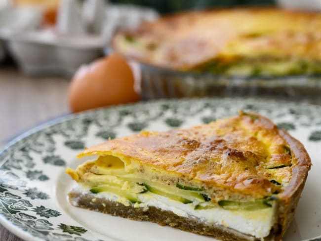 Tarte fondante aux courgettes, ricotta et noisette