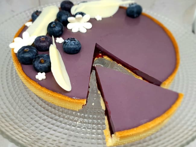 Tarte aux myrtilles (compotée et crémeux de myrtilles)