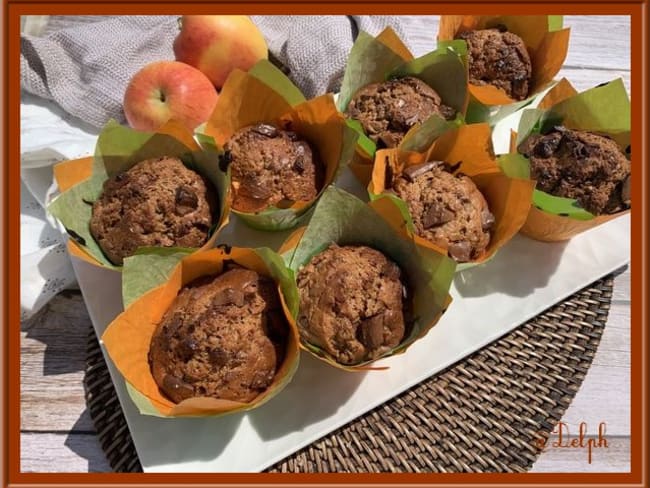 Muffins au chocolat caramel et dés de pomme, avec ou sans Thermomix 