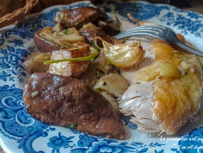 Pintade cuisson basse température et poêlée de cèpes