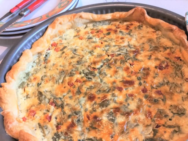 Tarte aux épinards, chorizo et chèvre frais