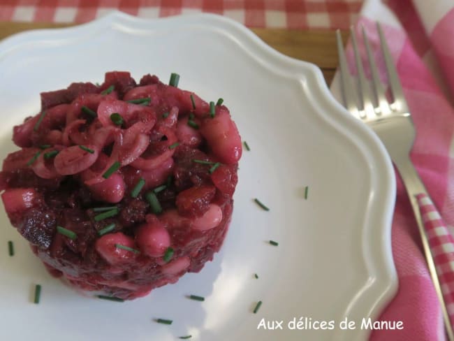 Salade de mogettes de Vendée à la betterave, tomates et concombre