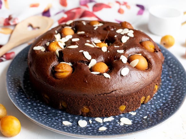 Gâteau au chocolat et mirabelles "Reine de Saba" d'après Marie Chioca