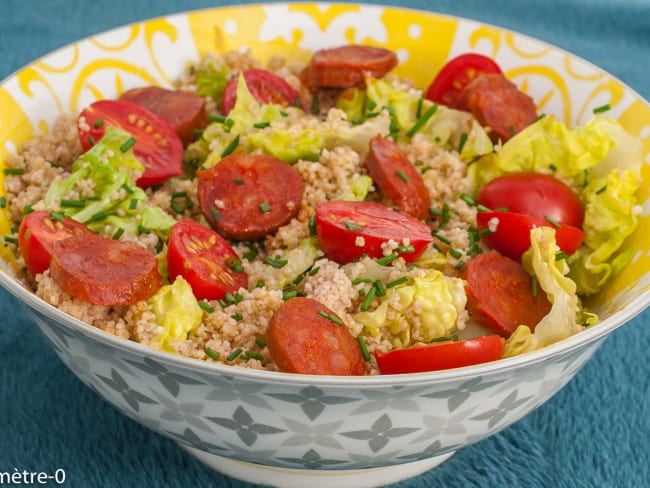 Salade estivale de semoule au chorizo et tomates cerises