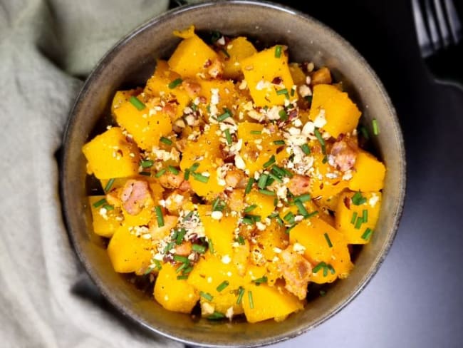 Butternut aux lardons et épices