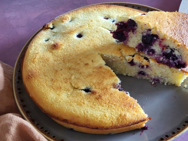 Cake noix de coco, citron et myrtilles