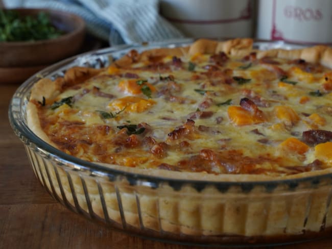 Tarte salée au potimarron, lardons fumés