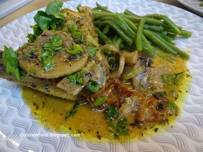 Fricassée de poulet aux champignons et pancetta italienne