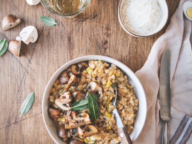 Risotto d'épeautre et champignons