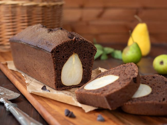 Cake à la crème de marrons, insert poire