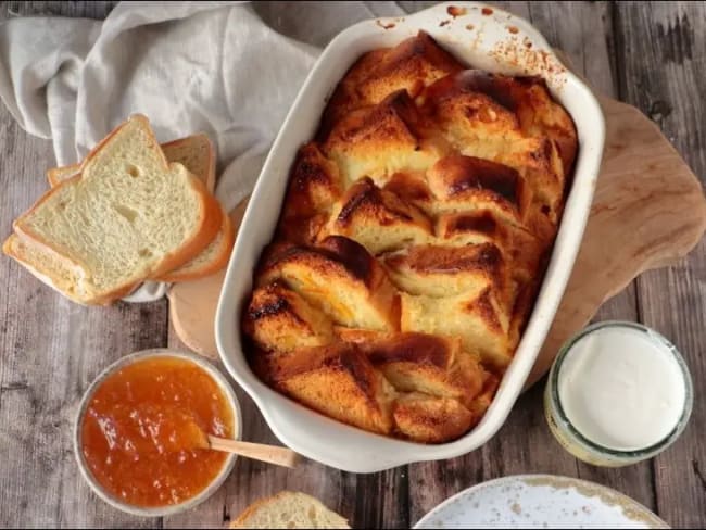 Bread and butter pudding au miel