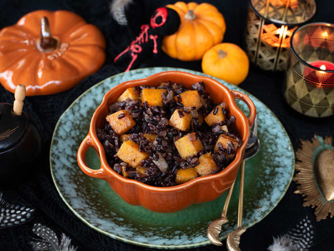 Risotto riz noir et cubes de butternut