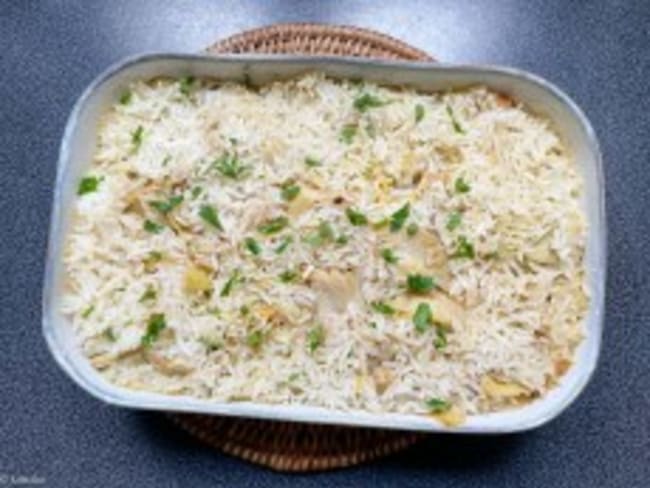 Gratin de riz aux artichauts et aux pommes de terre