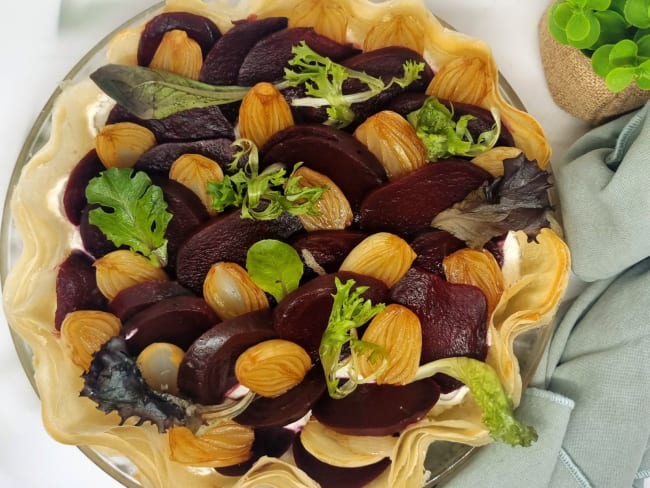 Tarte croustillante betterave et oignons caramélisés