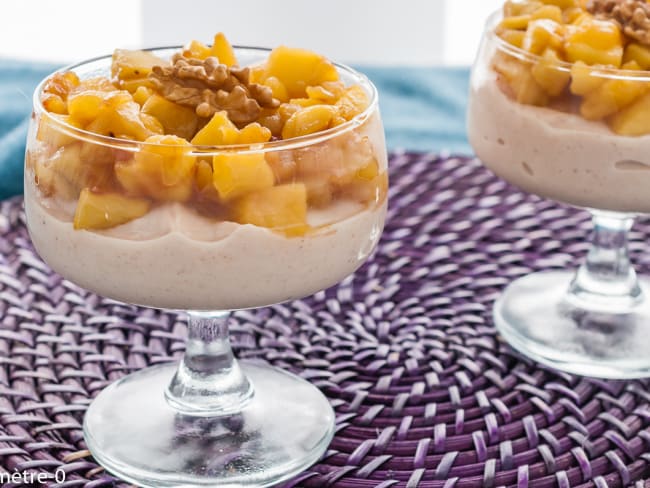 Verrine d'automne à la crème de châtaignes et aux pommes caramélisées