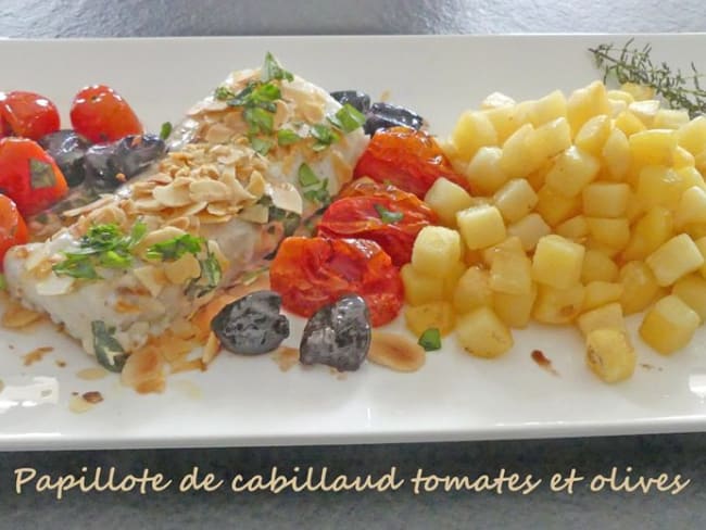 Papillote de cabillaud tomates et olives