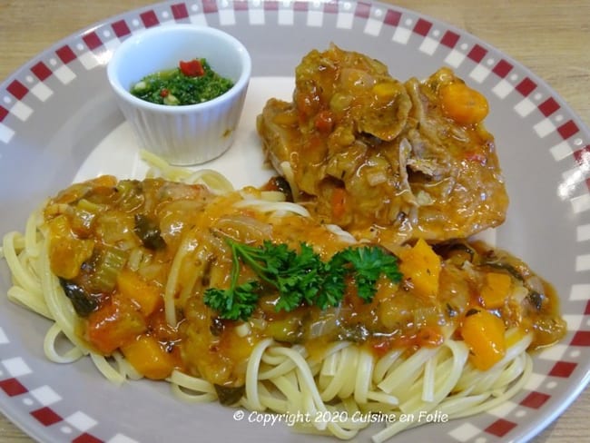 Recette d'osso bucco de dinde et son Gremolata aux agrumes et piment végétal