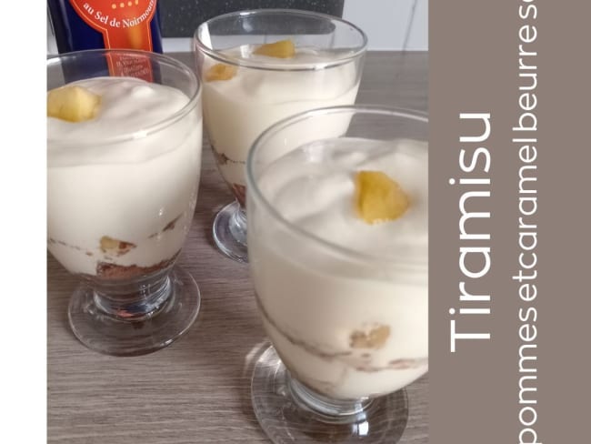 Tiramisu aux pommes et caramel beurre salé