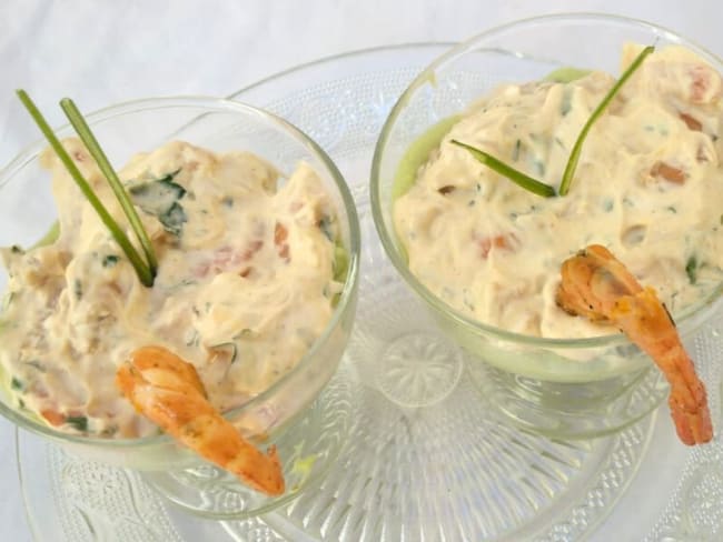 Verrine avocat crevette et fromage frais