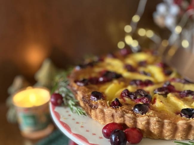 Tarte aux pommes, cranberries et poudre à pain d’épices