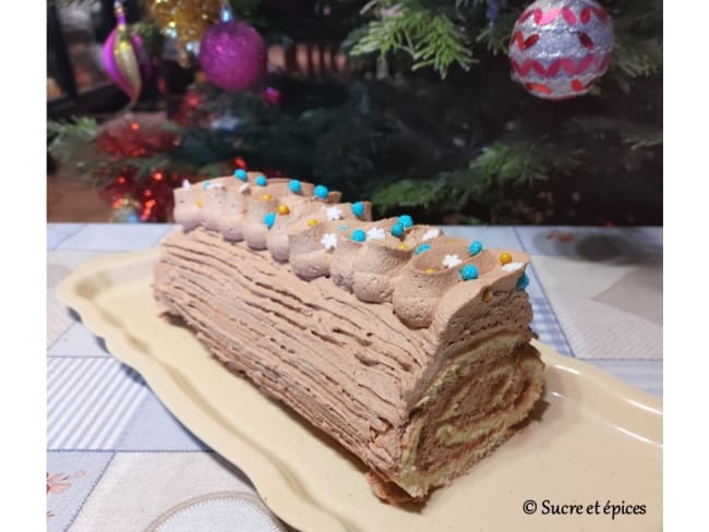 Bûche roulée au chocolat praliné, la plus simple des bûches de noël