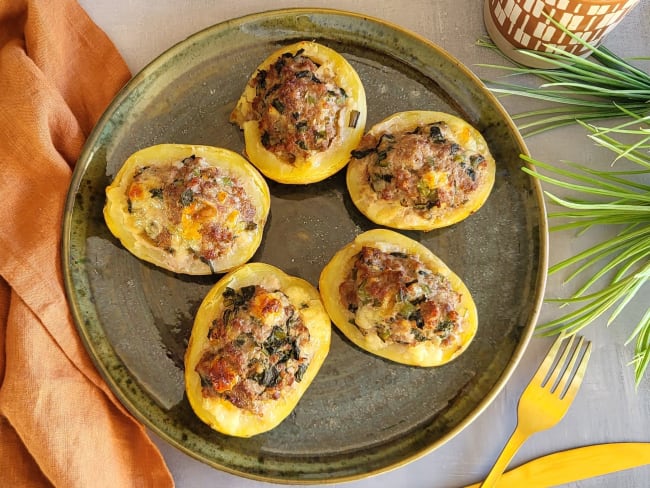 Pommes de terre farcies boeuf et épinards