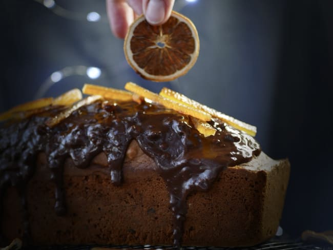 Cake nibs de cacao et oranges confites