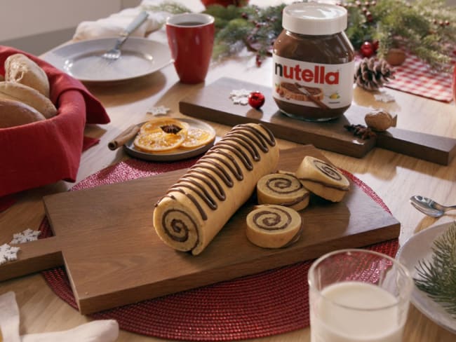 Bûche de noël roulée au Nutella