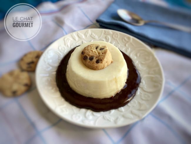 Flan à la vanille sauce au chocolat, le dessert familial