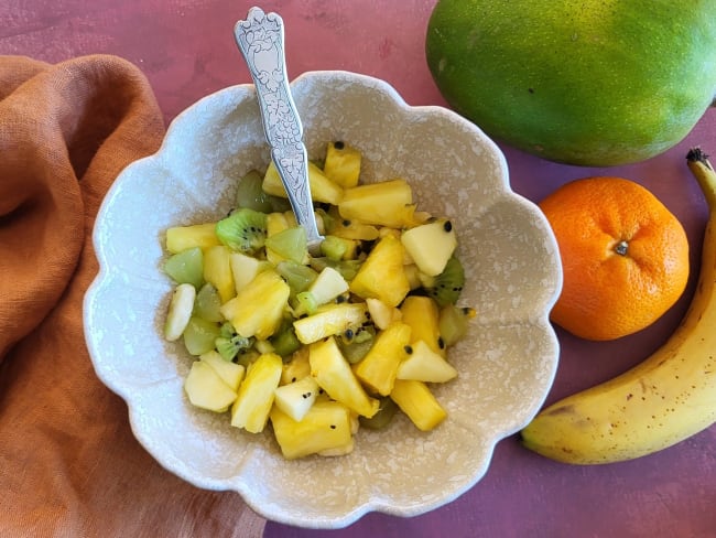 Salade de fruits frais au vinaigre de fruits de la passion