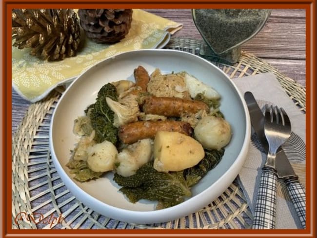 Merguez au chou vert, pommes de terre et topinambours au Cookeo ou en cocotte