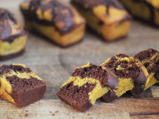 Cake marbré au potimarron et au chocolat