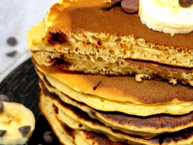 Pancakes healthy banane chocolat noir