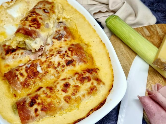 Poireaux au jambon, comté et béchamel