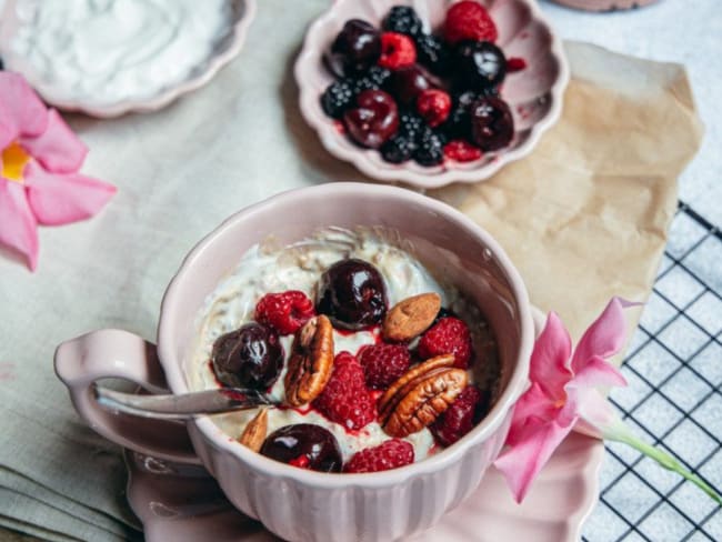 Overnight pudding au café, petit déjeuner végétal et sain, sans gluten