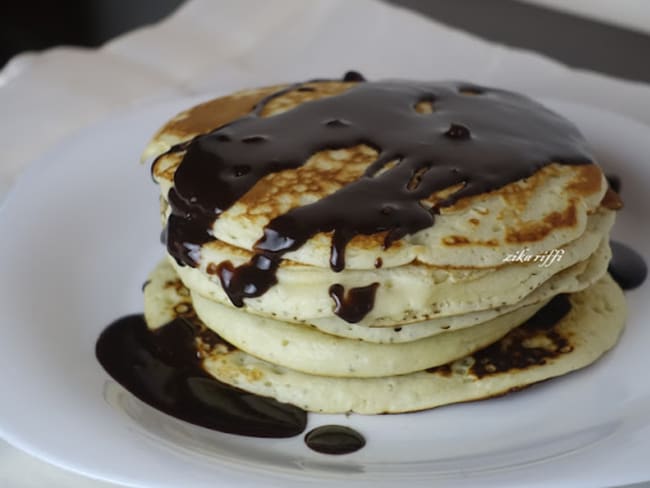 Pancakes au fromage et chocolat noir