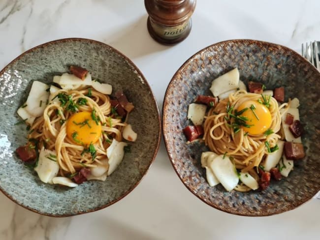 Encornets à la carbonara d'après le Chef Jean-François Piège