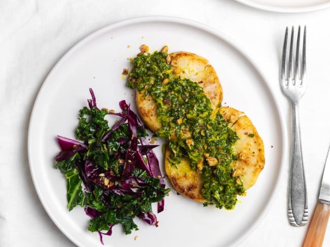 Steak De Céleri-rave Et Gremolata à La Clémentine