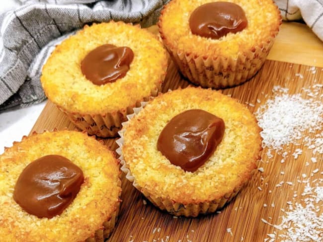 Muffins banane cœur caramel